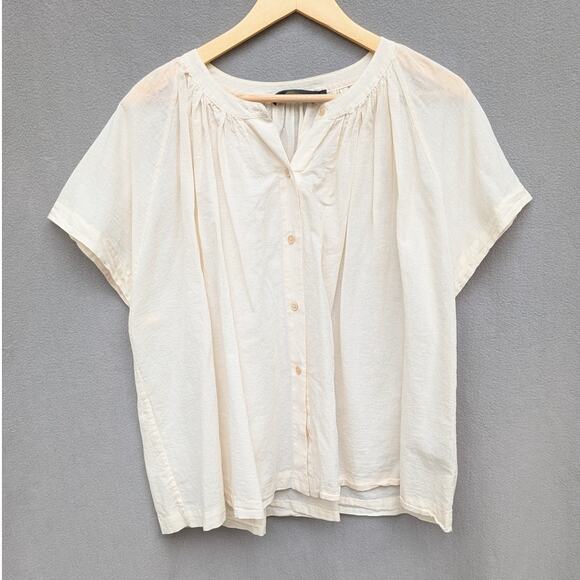 Jenni Kayne Willow Cotton/Linen Cream Button-up Shirt Blouse Top, size L - Picture 1 of 8